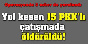 Yol kesen 15 PKKlı çatışmada öldürüldü